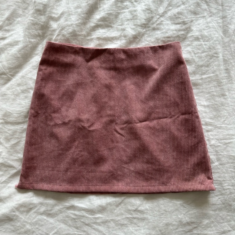Pink corduroy mini skirt